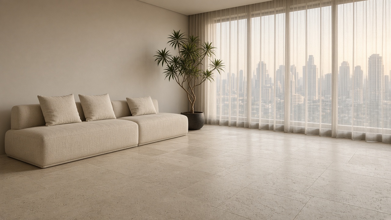 A quiet apartment living room in daylight.