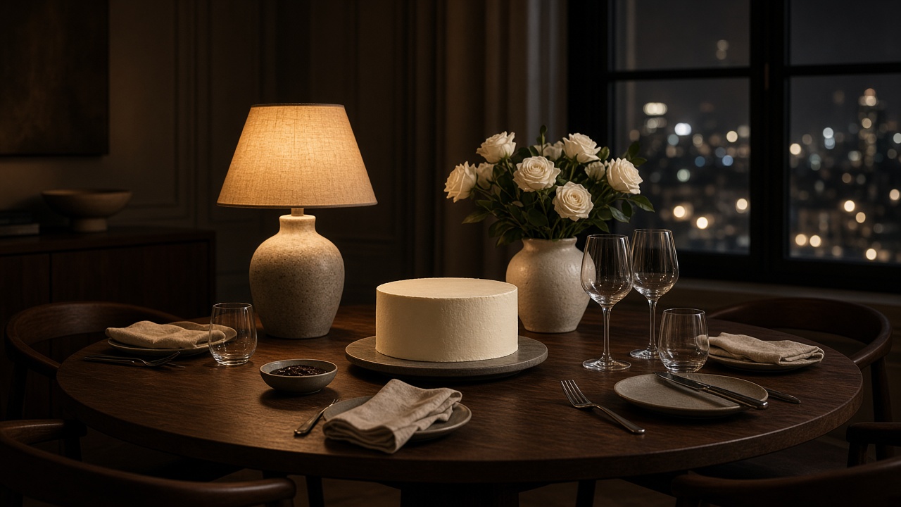 An evening table set for a small gathering.